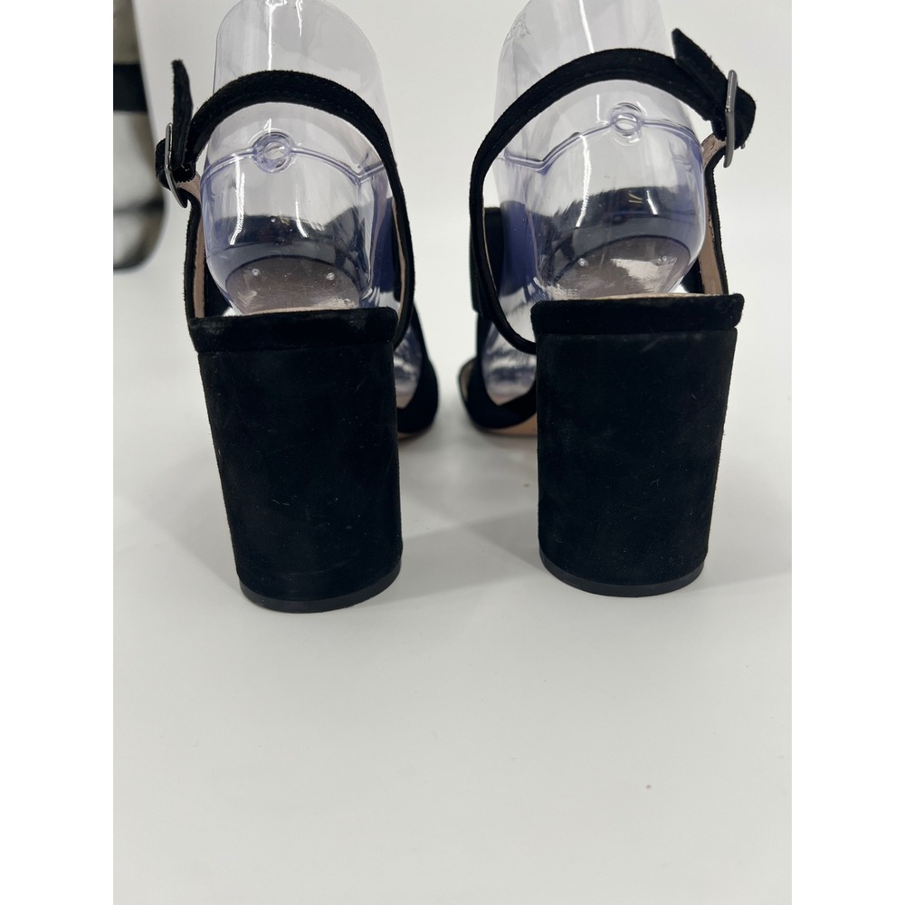 Pelle Moda Black Suede Crisscross Elastic Block Heel Sandals Womens 8.5M - Picture 3 of 8